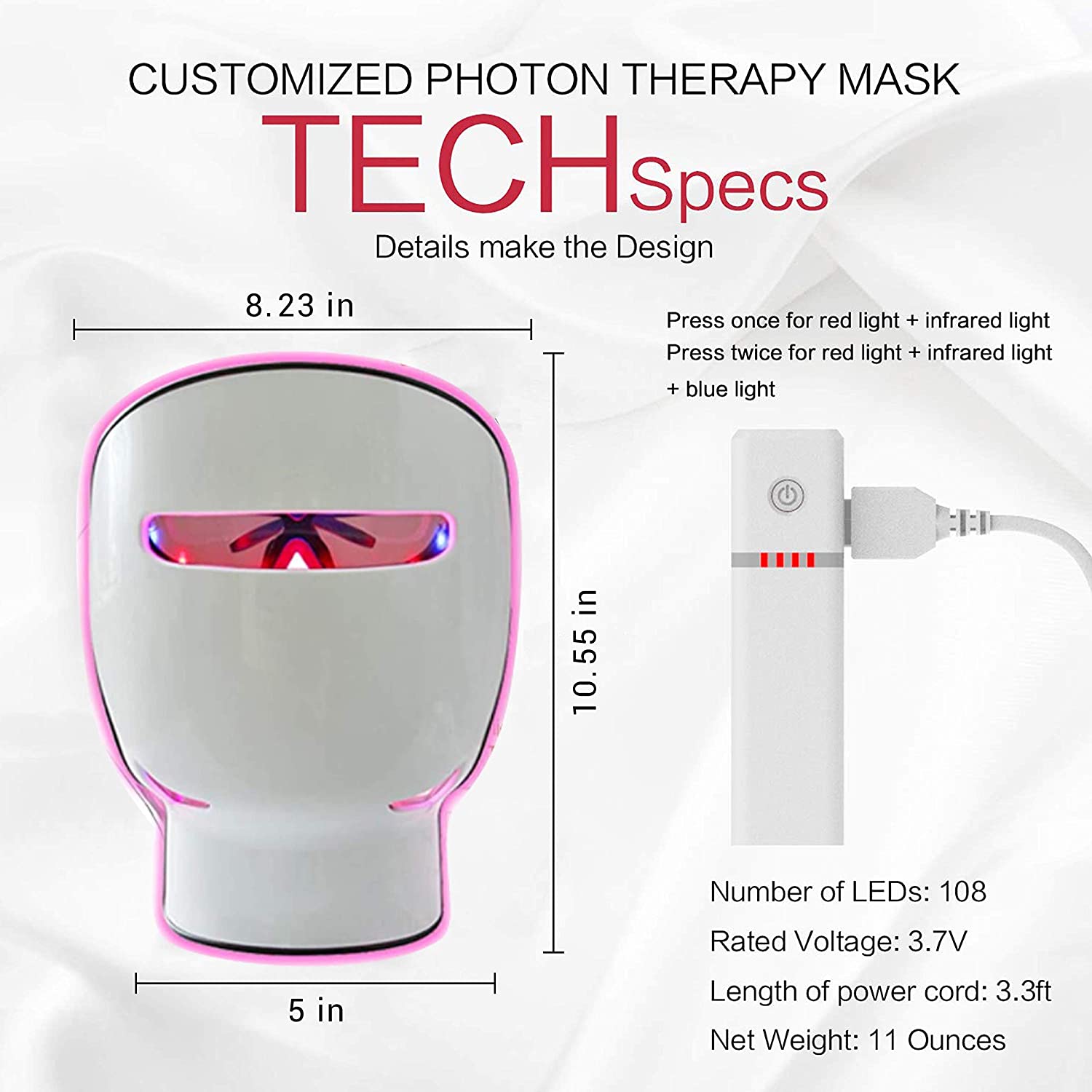 LED Facial Skin Care Red Blue Light Therapy Clinical Grade Facial Care Photon Mask For Skin Rejuvena
